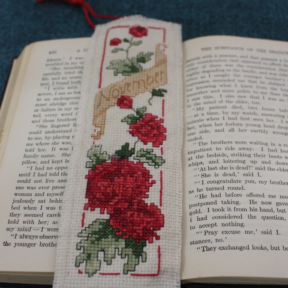 Bookmark NOVEMBER -CHRYSANTHEMUM Hand Stitched Flower of the Month Bookmark
